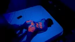 Play Blonde skinny girl in fluo light gets doggystyle fucked in the night